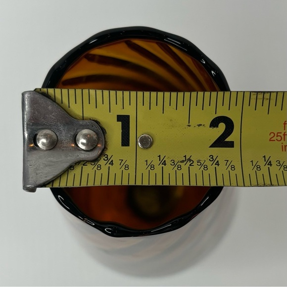 Vintage Empoli Italian Art Glass Optic Vase Amber Clear Twisted Pedestal 10" - Picture 5 of 6